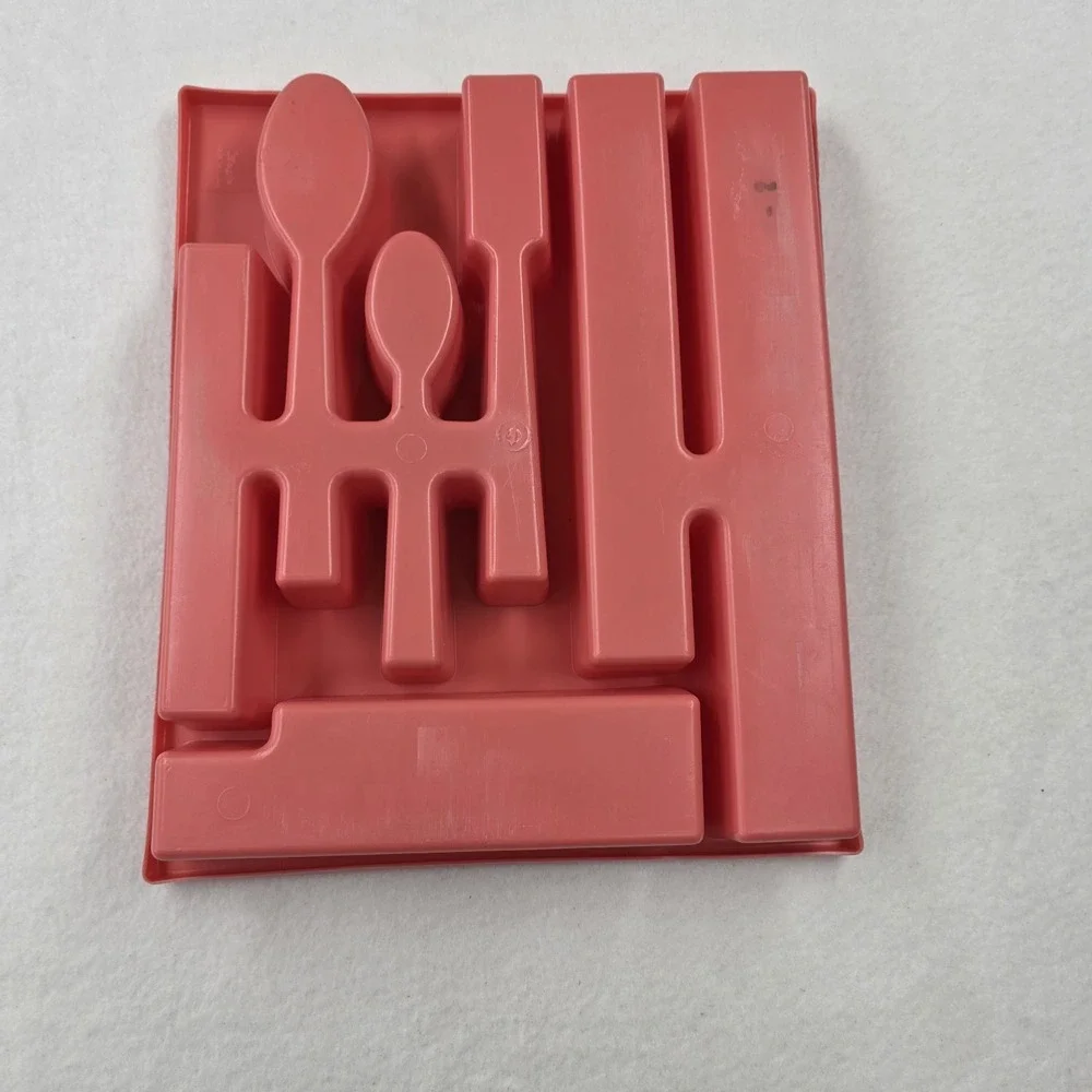 Vintage Eagle Pink Plastic Silverware Tray Kitchen Drawer Organizer Retro 1980s